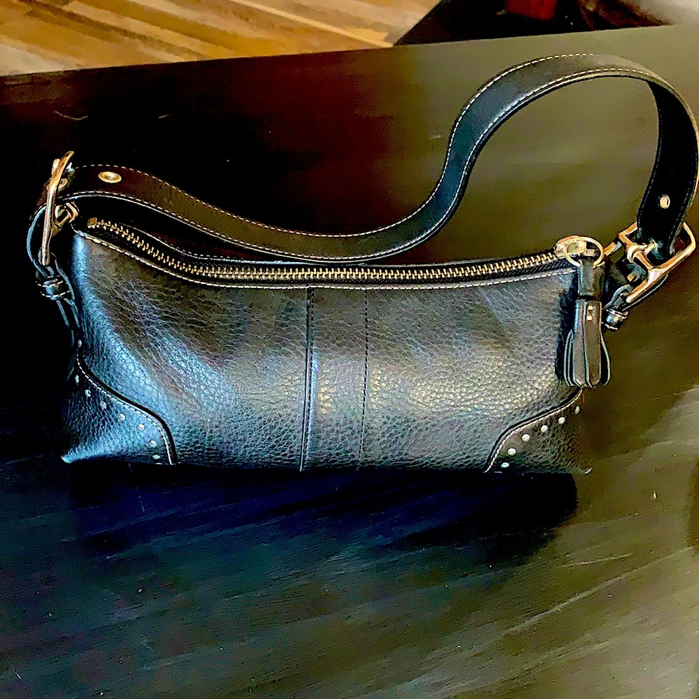Black pebble leather, very gently used Coach bag